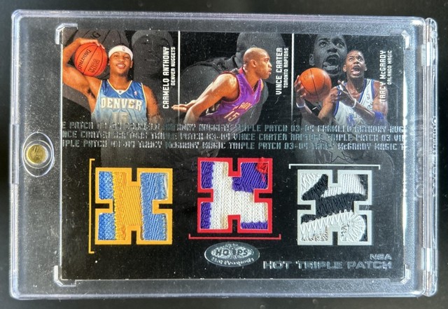2003-04 Hoops Hot Prospects Carmelo Anthony Carter Tracy McGrady Patch RC #/50