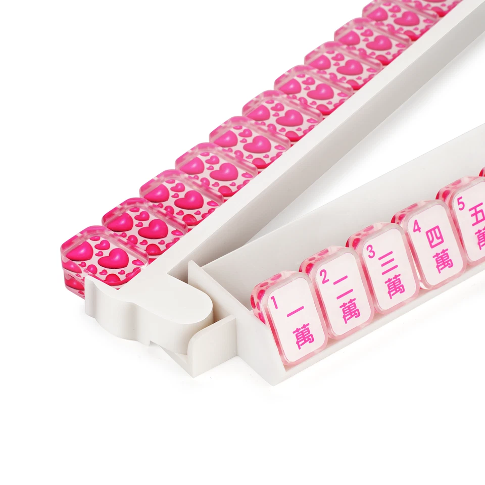 4 Pack Acrylic Mahjong Racks with Pushers Combo, All-in-One Tile Pushers, White - Image 2 of 4