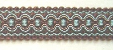 3/4" Braid 3 YDS Brown and Aqua Blue Match Bullion Fringe NG302-12698