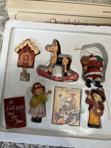 Bradford Cherishables Set di 6 Ornamenti in Legno Tema Vecchio Mondo IOB Vintage - Foto 3 di 4