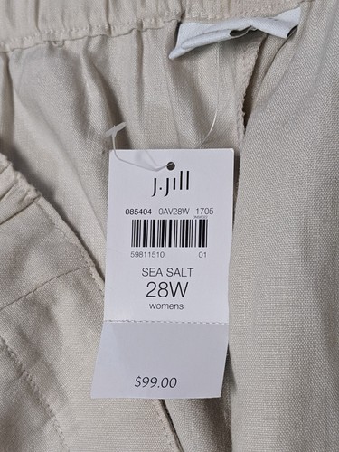 $99 NWT J. Jill Love Linen Sea Salt Pants Stretch Waist Linen Blend Size 28W - Picture 7 of 10