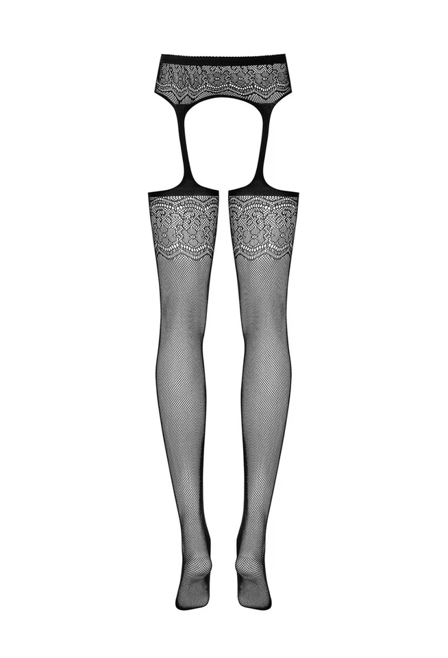 OBSESSIVE NETZ STRUMPFHOSE STRAPS OPTIK schwarz offen ouvert strümpfe clubwear   - Bild 3 von 3