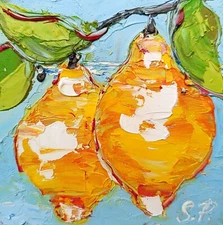 Italy Lemon Flower Original Art Impasto Oil Painting 4x4 painting Italy Floral