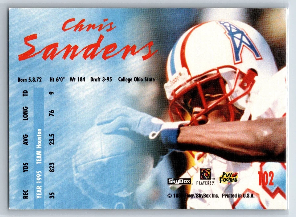 1996 SkyBox Impact Rookies Chris Sanders All Time Impact Rookies #102 - Image 2 of 2