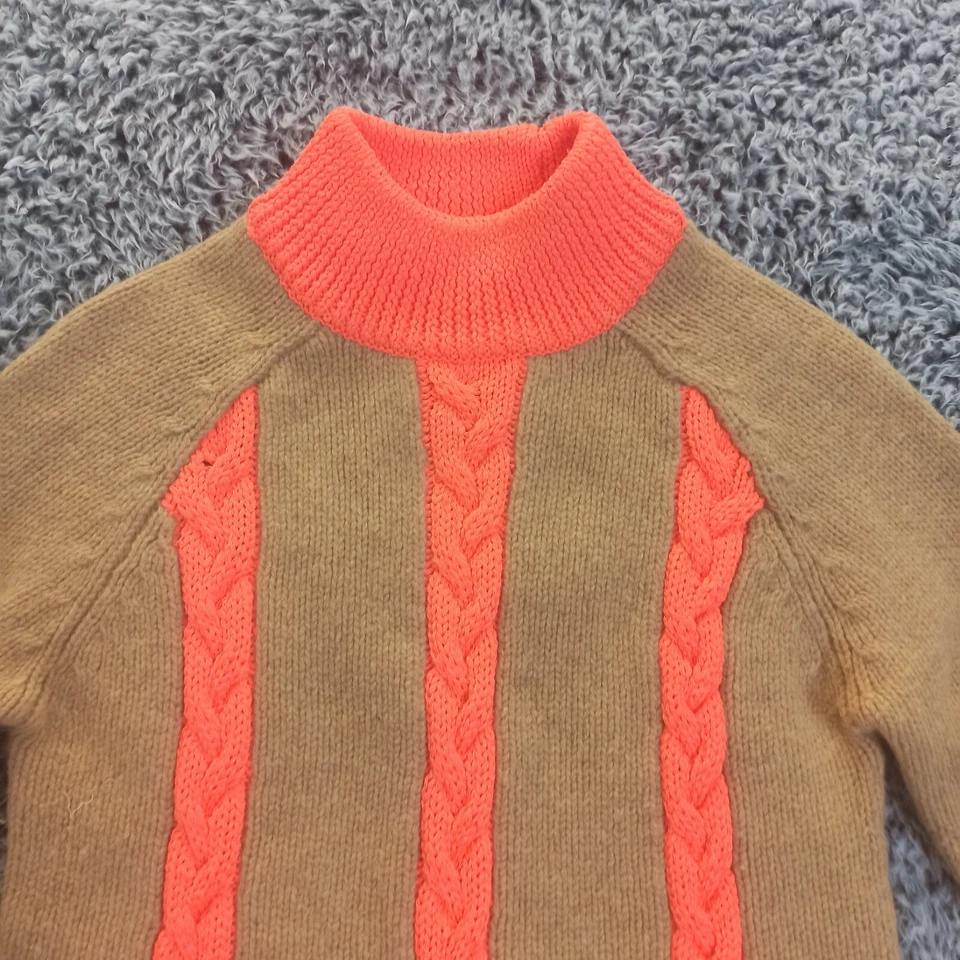 Joe Fresh 女式羊羔毛毛衣 XSmall 棕色橙色套衫针织圆领 — 第 2/4 张图片