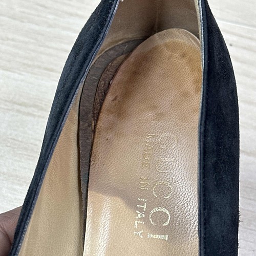 Gucci Shoes Women Size 5.5 Black Suede Vintage Slip On Dressy Office Chunky Heel - Picture 15 of 15