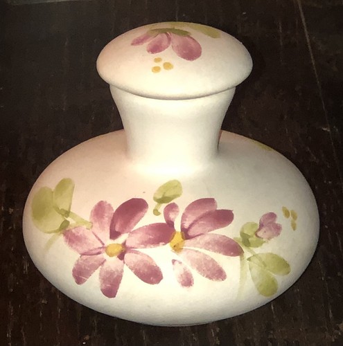 Delightful Vintage Hand Painted Rustic Perfumed Ceramic Pot With Pink Flowers