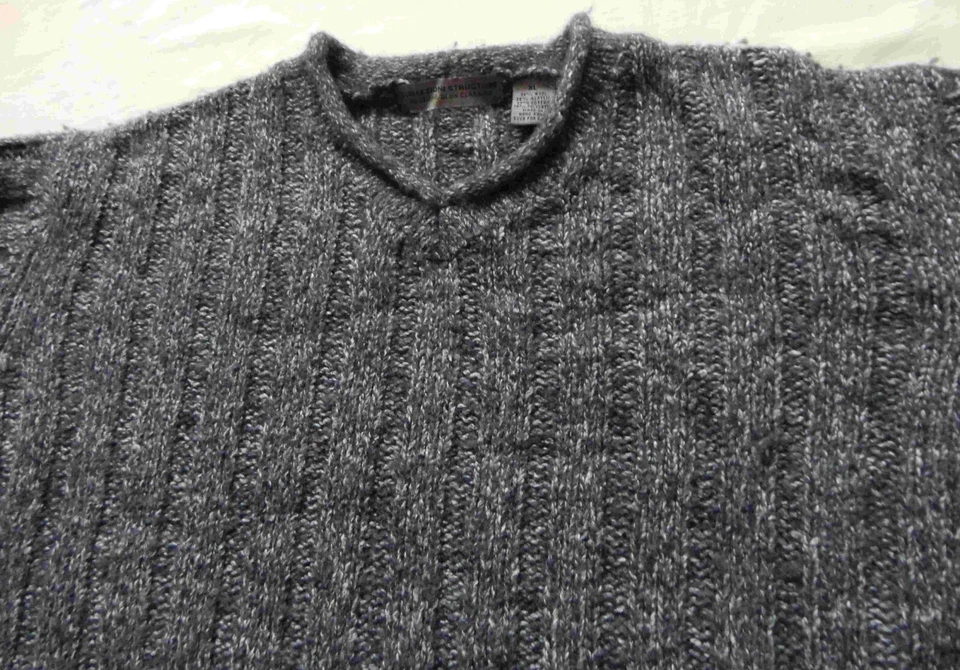 Think Wool Blue Gray Knit V-Neck Sweater - XL Mens Structure Pullover - Image 4 of 4