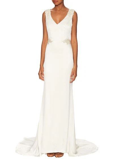 NICOLE MILLER ALEXANDRA DOUBLE FACED SATIN BRIDAL WEDDING DRESS 10 $1800 ID10000 - Image 3 of 4