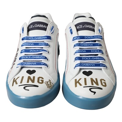 DOLCE & GABBANA エナメルスニーカー　ブルー　6 1/2 Dolce & Gabbana Blue Portofino Sneakers In Leather | Sendegaro GR