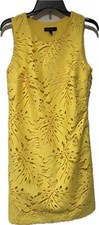 Banana Republic Yellow Floral Lace Shift Party Classic Dress Sleeveless 8 EUC