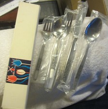 5 Pc Place Setting NEW Amefa Stainless Royal Damask Spoons Fork Knife Scrolls
