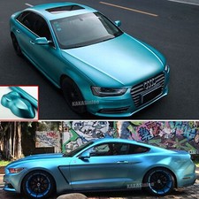 Whole Car Wrap Pearl Metal Satin Chrome Vinyl Film Sticker Lake Blue Flexible Us