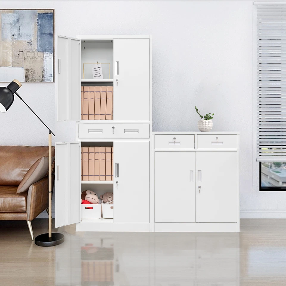 CJF Locking Metal Storage Cabinet with 2 Doors and Drawers for Office/Garage - Image 2 of 4