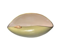 L'OBJET Portugal GREEN Large Oval Shell Style porcelain Bowl 24kt gold trim