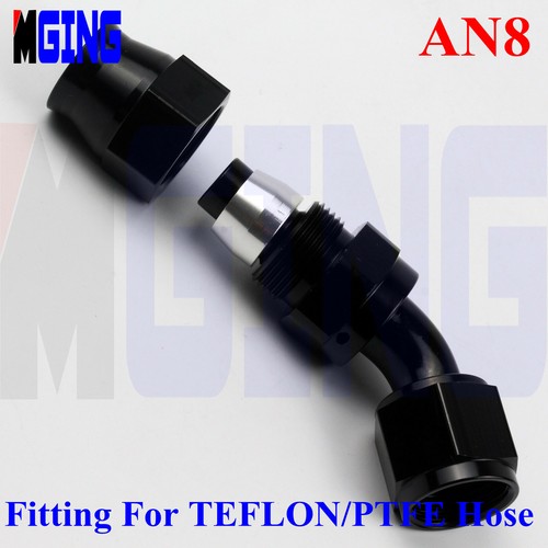 8an an-8 8 E85 Teflon PTFE Straight 45 90 180 Degree Hose End Fittings Adapter - Picture 7 of 9