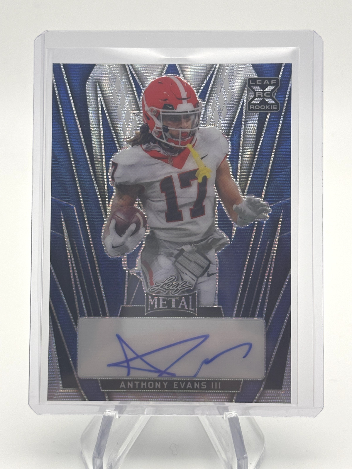 2024 LEAF METAL ANTHONY EVANS III BLUE WAVE AUTOGRAPH /6 GEORGIA