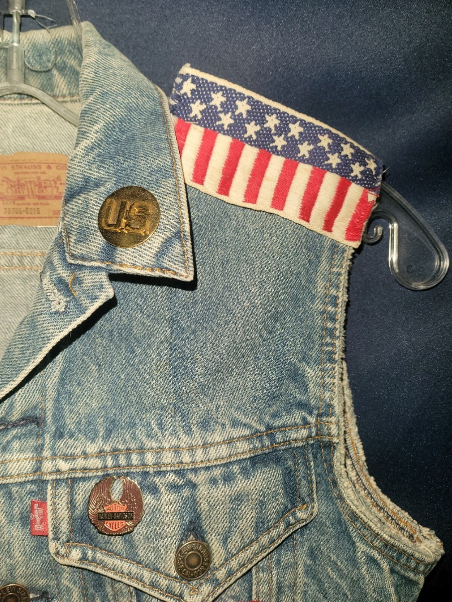 VTG 1980s LEViS Ladies Sz14 DENIM BIKER VEST JACKET 70706