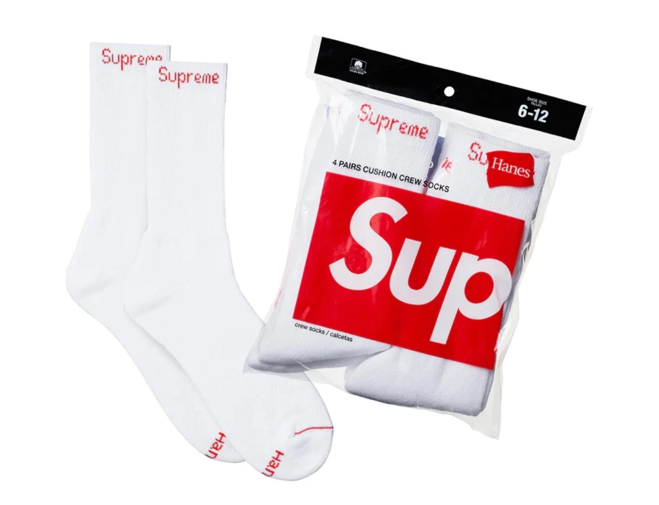 Chaussettes Supreme/Hanes Crew (4 pack)