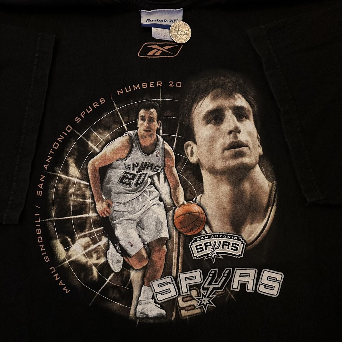 Vintage Reebok Manu Ginobili San Antonio Spurs Tee T-Shirt