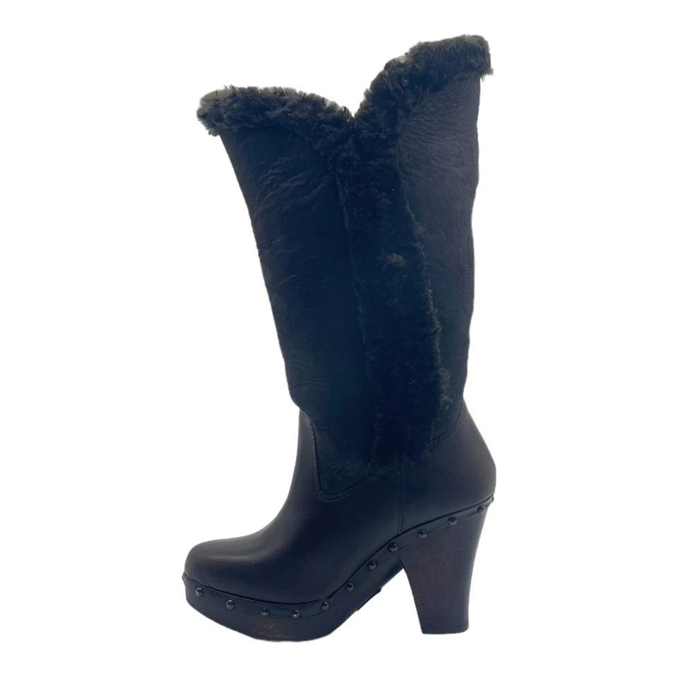 Botas hasta la rodilla de cuero gamuza 6B 6 B FRYE de colección años 00 forradas de piel de oveja Foto 3 de 4