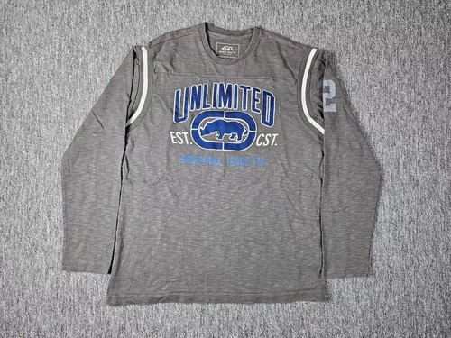 Ecko Unlimited Sweatshirt Men Size LL Long Sleeve Pullover Gray Embroidered Y2K