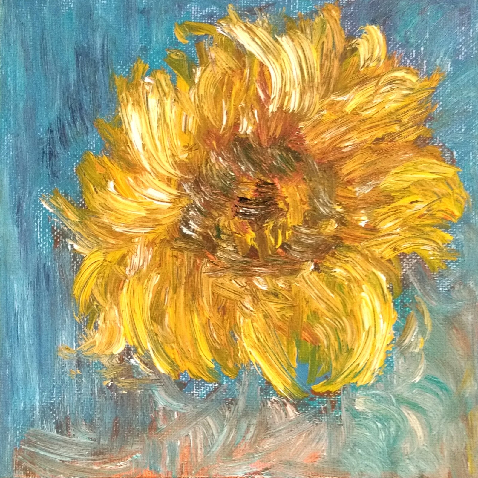 Captivating Oil Painting on canvas. Sunflower. ORIGINAL. Small Paintings 6x6 in