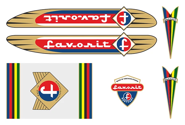 Czechoslovakia Retro Bicycle Favorit 1965 Decals Stickers Set Aufkleber Adesivi