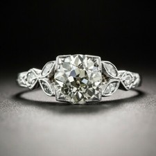 1.13Ct White Round Cut CZ Antique Engagement Ring Solid 925 Sterling Silver