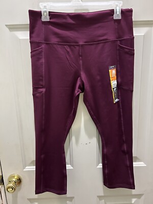New!AVIA Purple Legging Side Pocket Capri Pant.Size L(12-14).Great Workout Pants