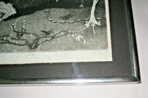 Old Print 'Seranade' No 2/84 Signed 'M.M.M. 84' Framed Under Glass 9 x 12.5 - Picture 3 of 7