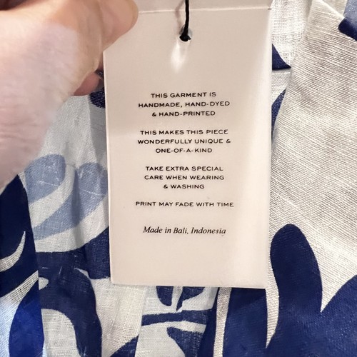 NUOVO Faithfull The Brand Charlie camicia di lino donna grande US 8 blu - Foto 4 di 10