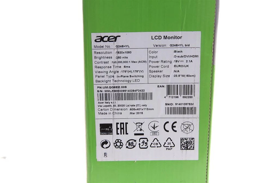 Acer B246HYL Full HD 24 Zoll Monitor 60Hz - Bild 2 von 2