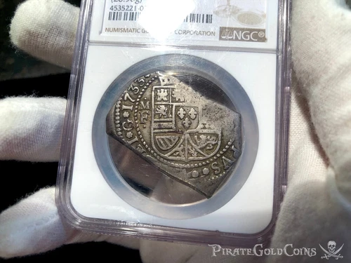 KLIPPE MEXICO 1733 8 REALES NGC 3O PIRATE SILVER COINS TREASURE ESCUDOS DOUBLOON