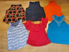 Ladies 6 Summer Sleeveless Tops Different Brands, All Pretty Designs S, M, L