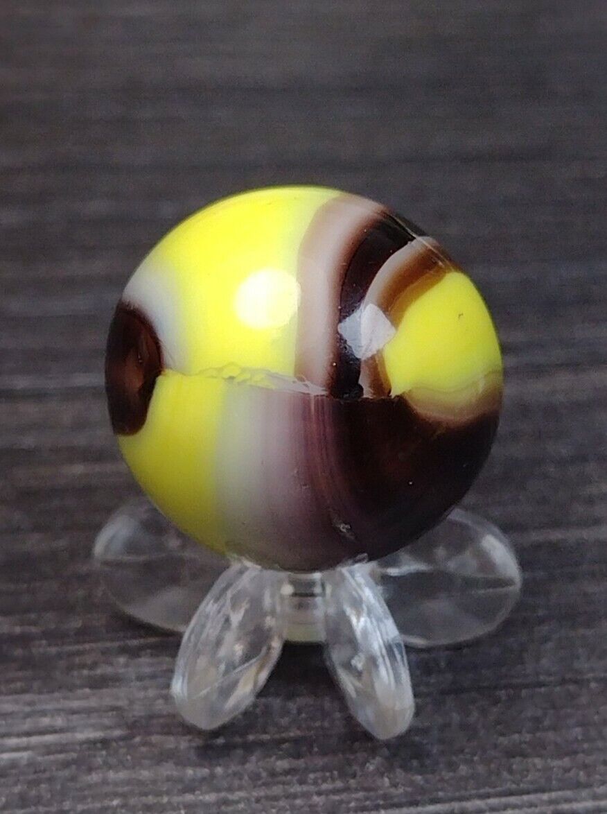 NM- KILLER 🐝 Anemic BUMBLE BEE Purple & Yellow Marble King VINTAGE Marbles .64"