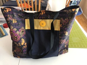 HANDMADE-FLORAL-COLORFUL-PURPLE-YELLOW-THEME-TOTE-UNIQUE-ONE-OF-A-KIND