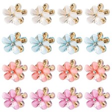 Small Flower Hair Clips for Women 16PCS Colourful Mini Crystal Flower Claw Cl...