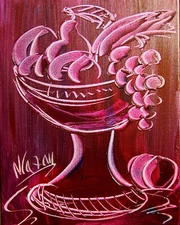 M. KAZAV  - PURPLE  FRUITS  Oil Painting   abstract SIGNED  Original on canvas