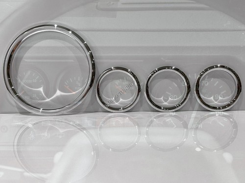 For Land Rover Defender pre 99 Dashboard Gauge Dash Chrome Aluminium Rings x4 - Picture 2 of 15
