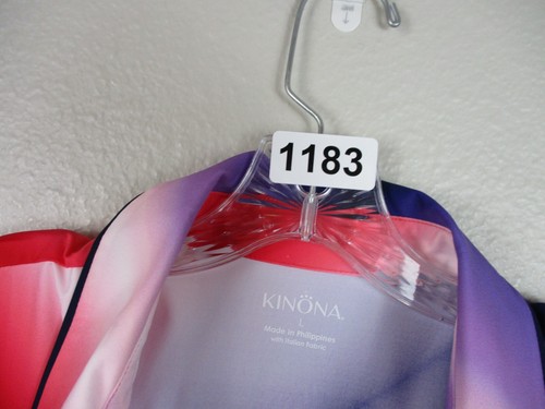 Kinona Golf Top Large Pink Blue Ombre Polo Shirt Short Sleeve 1/4 Zip - Picture 15 of 15