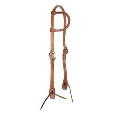 Billy Royal Rolled One Ear Finished Hermann Oak Headstall | Light Oil Full Horse