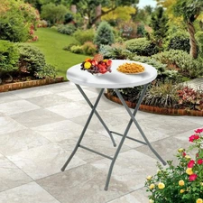 24 inch Round Folding Bistro Table, White