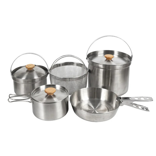 Outdoor Stainless Steel Pot Set Camping Family Pot 5L Portable Picnic Soup Pot - Picture 5 of 25