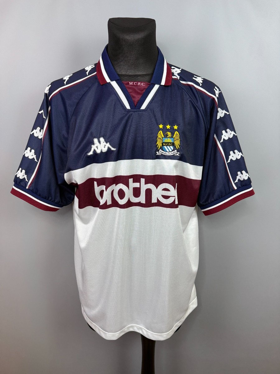MANCHESTER CITY 1997 1998 AWAY SHIRT FOOTBALL SOCCER JERSEY MENS