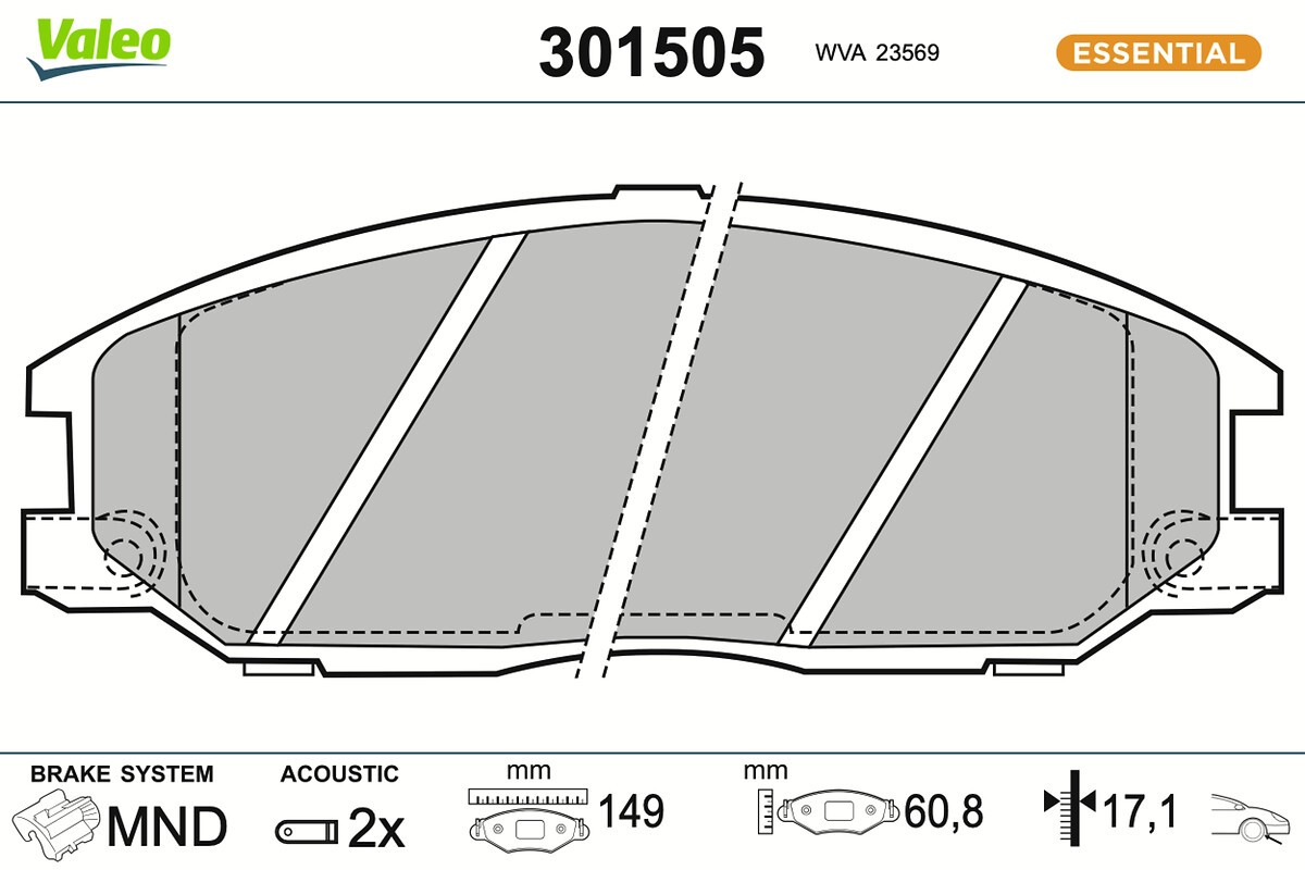 Fits VALEO 301505 BRAKE PADS FIRST
