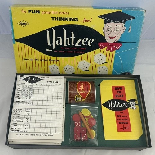 1956 Yahtzee Game by Milton Bradley Complete Very Good Condition FREE SHIPPING