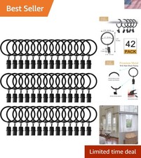 42 Pack Curtain Rings with Clips 1.5" Interior Diameter,Metal Drapery Clips w...
