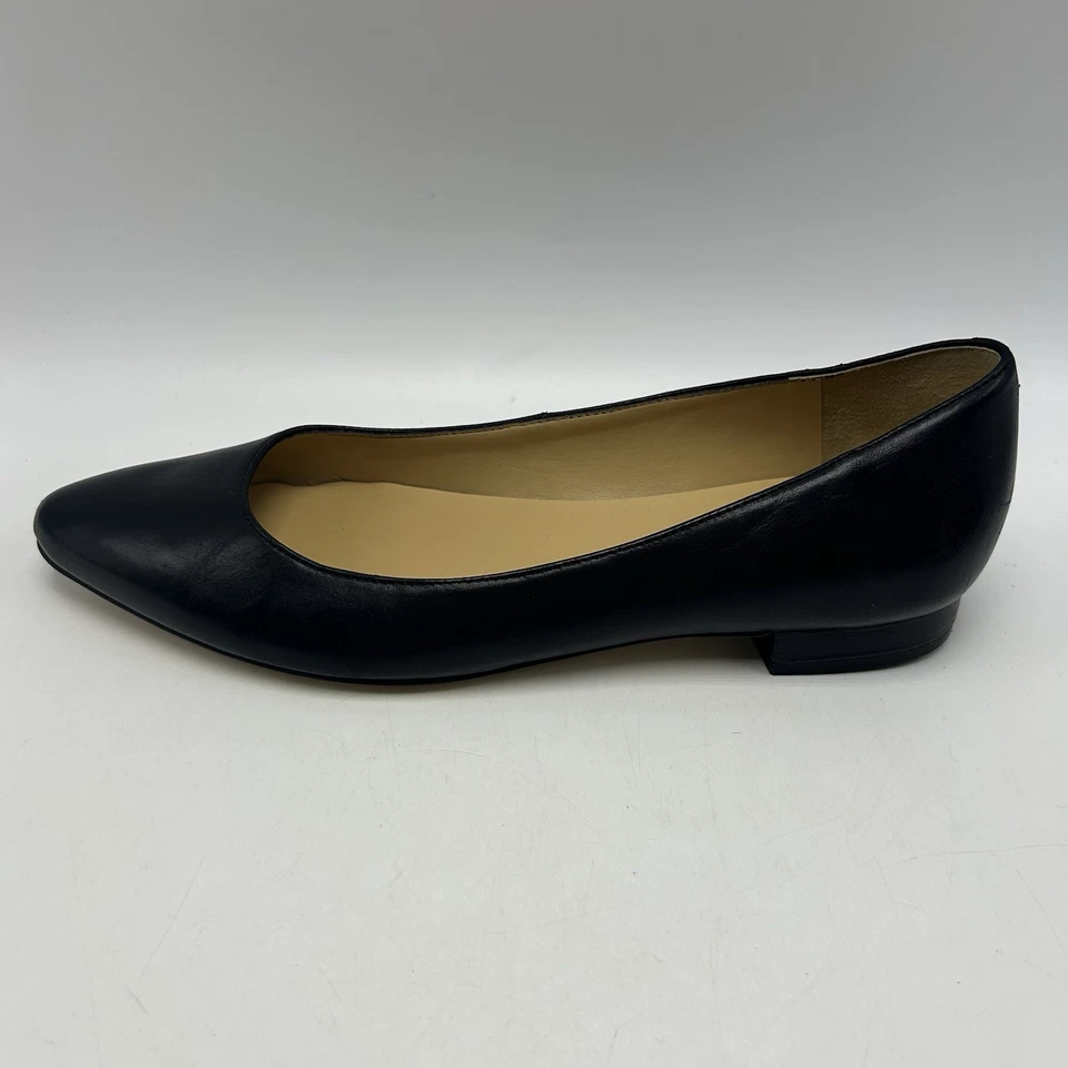 Talbots Ballet Pisos Mujer 7 M Cuero Negro Punta Preppy Dinero Antiguo Leer Foto 3 de 4