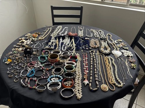 Huge Lot of Vintage to Now Costume Jewelry  Rings - Necklaces - Ear Rings - Pins